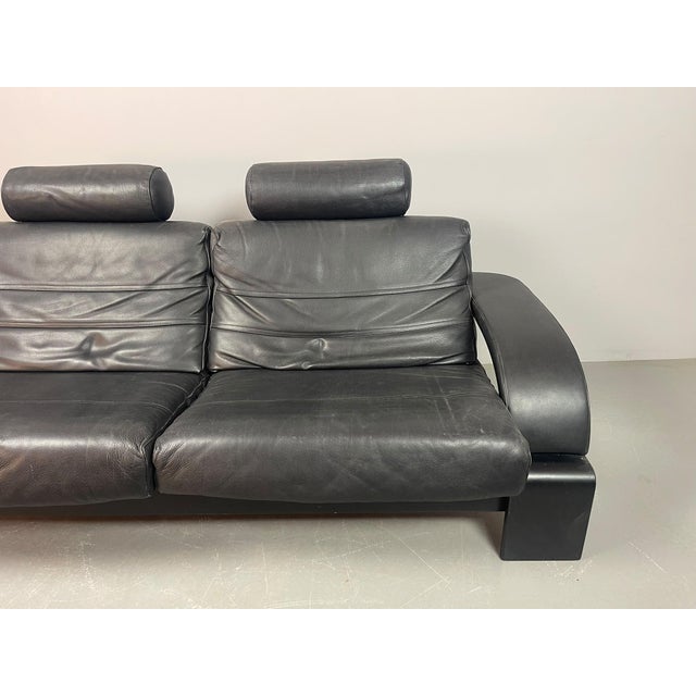 Black Leather Kroken Two-Seater Sofa by Åke Fribytter for Nelo Möbel, Sweden, 1970s For Sale - Image 6 of 17