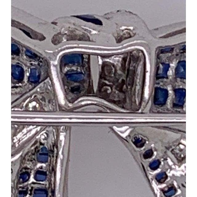 18 Karat White Gold Sapphire and Diamond Bow Pin 1.10 TDW For Sale - Image 11 of 12