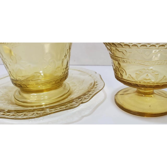 Federal Glass 1930s Federal Glass Patrician Amber 3 Piece Creamer Set For Sale - Image 4 of 6