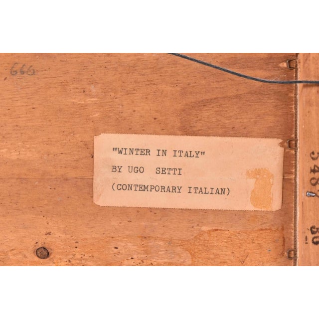 Paint Vintage Original Ugo Setti Expressionism Winter in Italy Landscape Oil Painting For Sale - Image 7 of 7