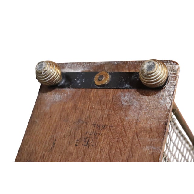 Brass 1920’s English Brass & Oak Magazine Rack For Sale - Image 8 of 9