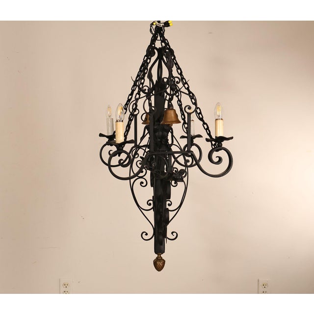 Metal Quality Hand Forged Spanish Revival Wrought Iron Chandelier For Sale - Image 7 of 18