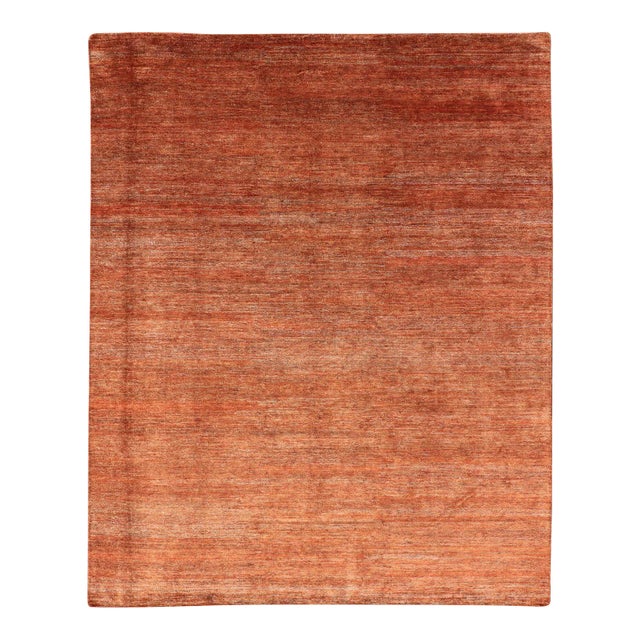 Modern Solid Rug in Warm Burnt Orange Tones 9'5 X 12'2 For Sale