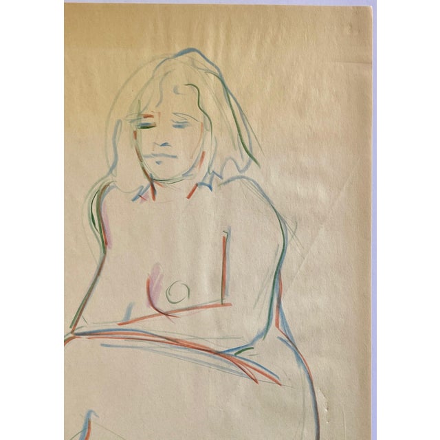 Figurative 1960s Figurative Gesture Drawing on Newsprint For Sale - Image 3 of 5