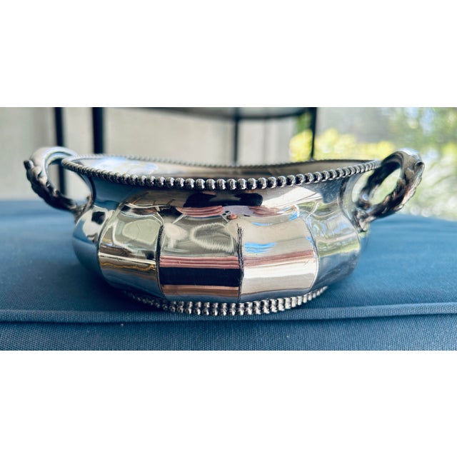 Antique Silver Plate Bowl With Handles, Meriden B Co For Sale In Naples, FL - Image 6 of 6