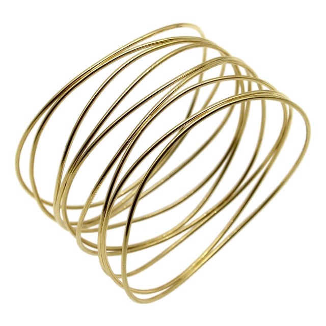 1990s 18k Gold Tiffany & Co. Elsa Peretti Nine-Row Wave Bracelet For Sale