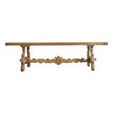 19th C. Spanish Baroque Bleached Oak Farmhouse Dining Table For Sale