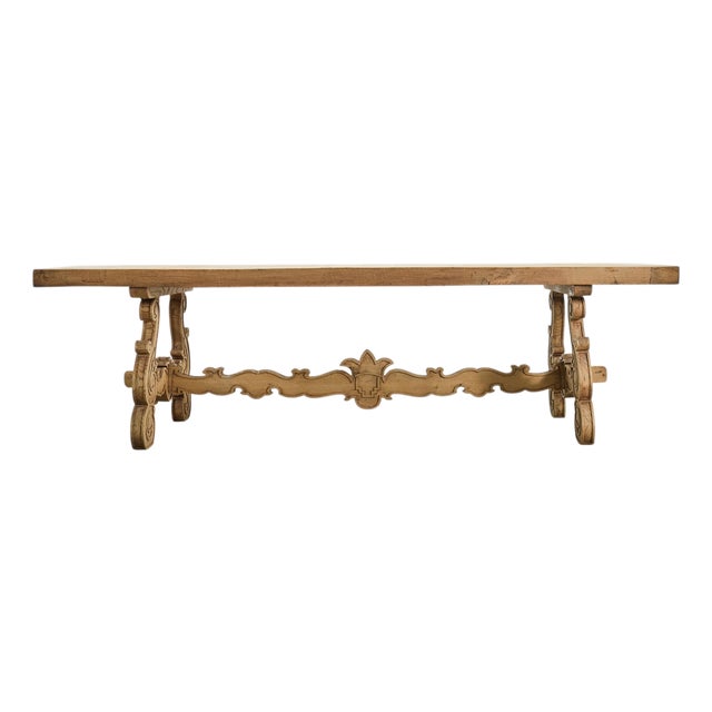 19th C. Spanish Baroque Bleached Oak Farmhouse Dining Table For Sale