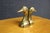 Charming pair of vintage solid brass bookends designed in the form of stylized ducks with elongated necks and gently...