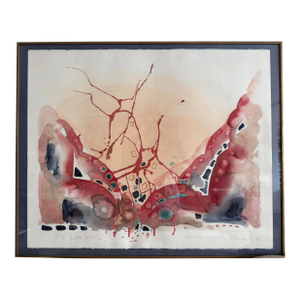 1970sDynamic Abstract Watercolor by French Artist, Marie Luare-Ilie
