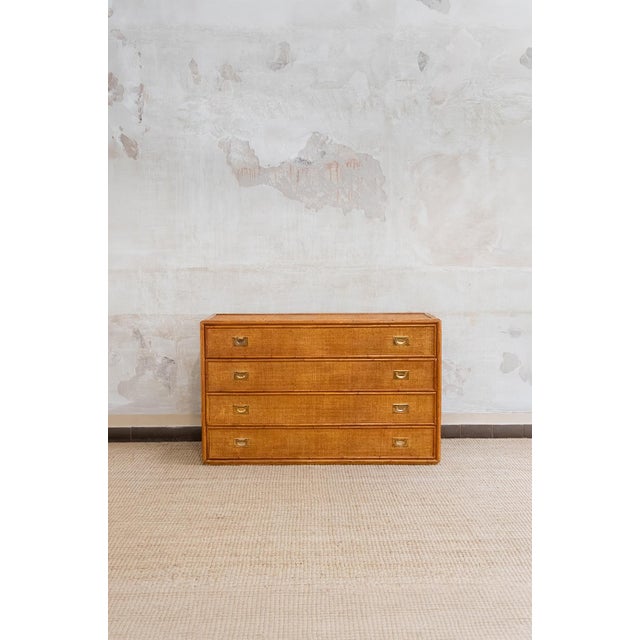 Bamboo and Rush Fabric Chest of Drawers, 1970s For Sale - Image 6 of 6