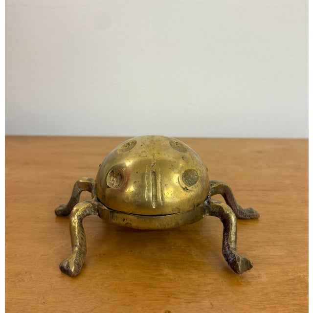 Mid 20th Century Vintage Brass Hinged Ladybug With Jeweled Eyes For Sale - Image 5 of 9