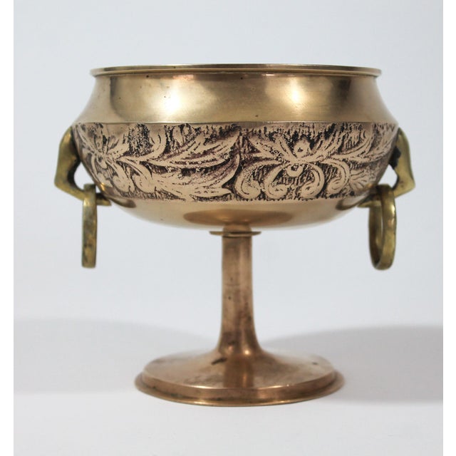 Mid 20th Century Vintage Solid Brass Decorative Ringed Bowl For Sale - Image 5 of 9