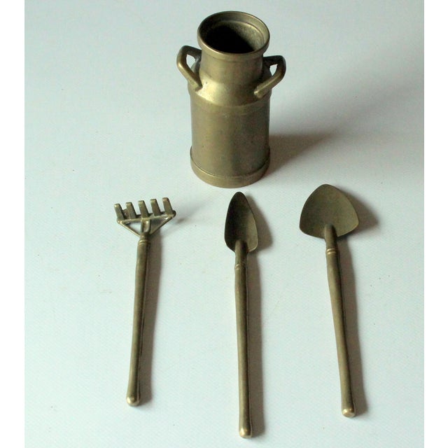 1960s Mid Century Miniature Brass Bonsai Gardening Set - Set of 4 For Sale - Image 5 of 6