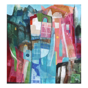 Lets Move in Together - Original Contemporary House Painting, Acrylic on Canvas by Maria C Bernhardsson