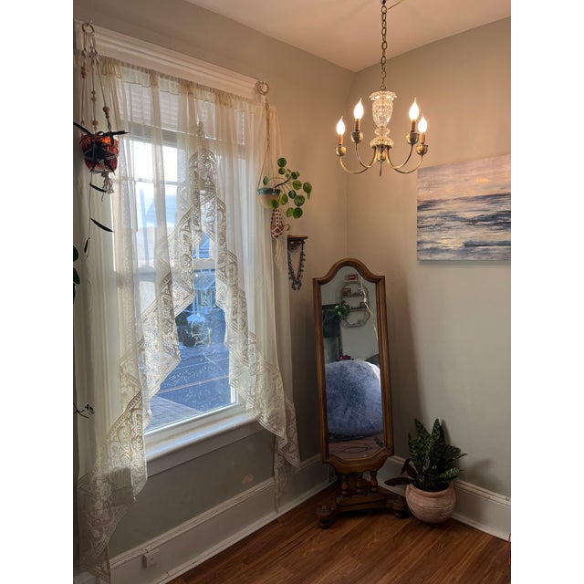 Mid 20th Century Brass and Crystal Chandelier For Sale - Image 4 of 5