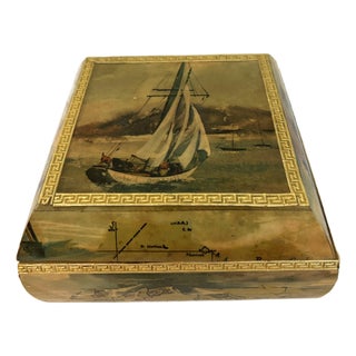 1950s Art Deco Nautical Wood Chest For Sale