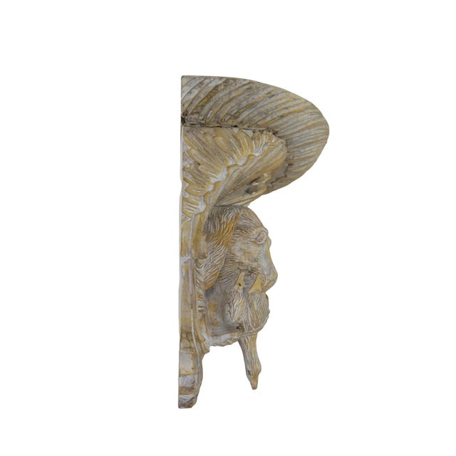 1990s A Pair of Vintage Wooden Hand-Carved Gold Dog Head Wall Brackets For Sale - Image 5 of 10
