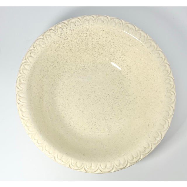 Vintage Farmhouse Ceramic Speckled Cream Beige Wash Basin Bowl & Pitcher For Sale In Dallas - Image 6 of 12