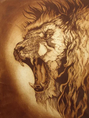 Realist Carol Davis Elvin "Fire Lion" Hand Signed & Numbered Etching