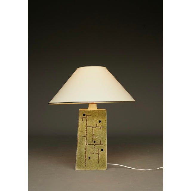 Forest Green Mid-Century Abstract Ceramic Table Lamp, 1970s For Sale - Image 8 of 12