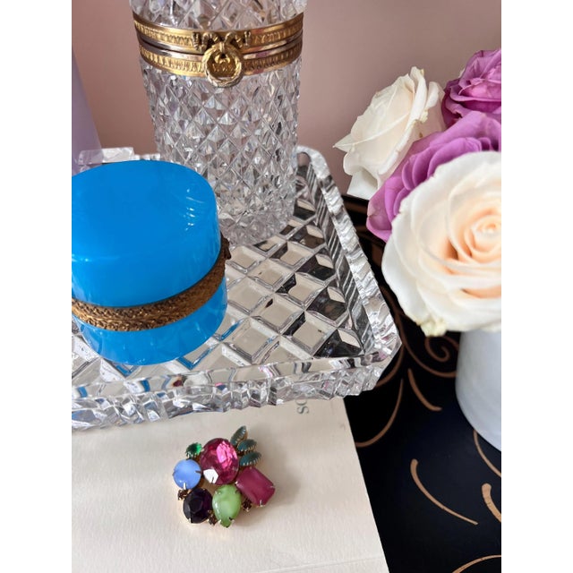Vintage quilted crystal pedestal dish tazza footed pastry dish For Sale In Kansas City - Image 6 of 6