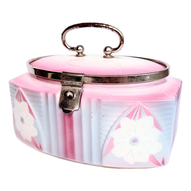 Cookie Tin in Floral Porcelain, 1920s For Sale