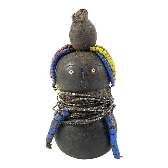 Early 20th Century Nyamwezi Beaded Fertility Doll Gourd Tanzania For Sale