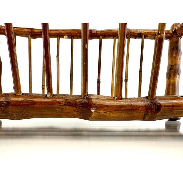 1960s Mid Century Italian Burnt Tortoise Bamboo Magazine Rack For Sale - Image 4 of 12