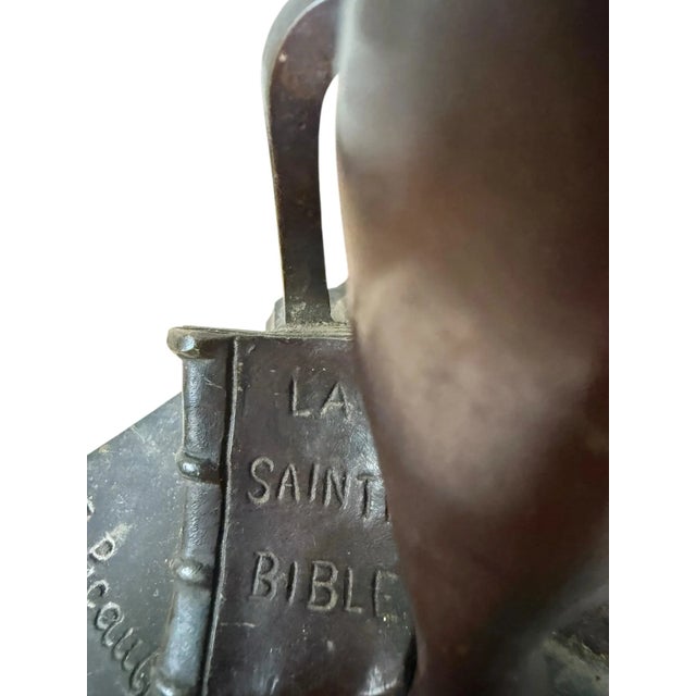 French Antique Bronze Sculpture Guttenberg by Emile Louis Picault For Sale - Image 3 of 11