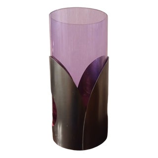 Vintage Murano Glass and Metal Vase, 1970s For Sale
