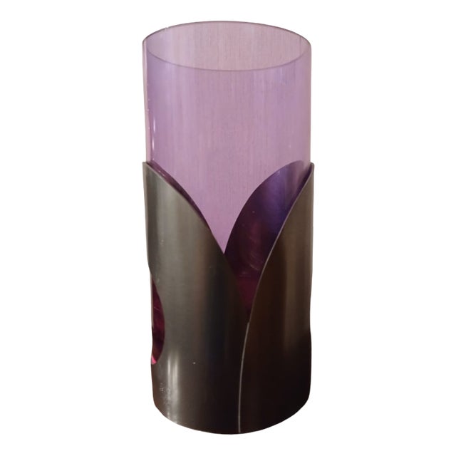 Vintage Murano Glass and Metal Vase, 1970s For Sale