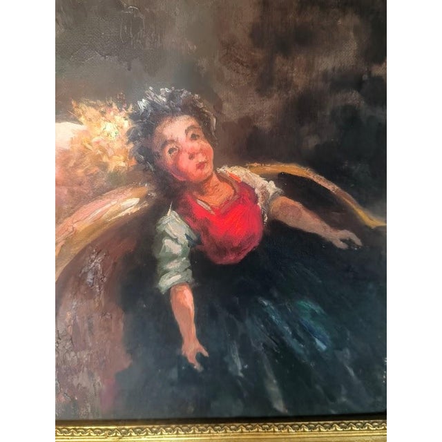 Ceccon, The Violinist, the Granddaughter and the Doll, Oil on Canvas, 1950s, Framed For Sale - Image 6 of 10