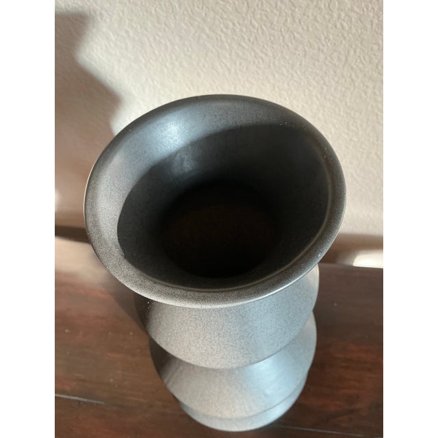 Ceramic West Elm Modern Geometric Matte Gray Ceramic Floor Vase For Sale - Image 7 of 7