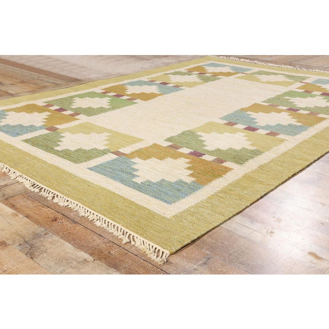 Tan Ida Rydelius Vintage Swedish Rollakan Rug - 06'10 X 09'09 For Sale - Image 8 of 11