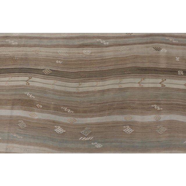 Textile Vintage Kilim With Subtle Striped Patterns in Earth Tones by Keivan Woven Arts For Sale - Image 7 of 10
