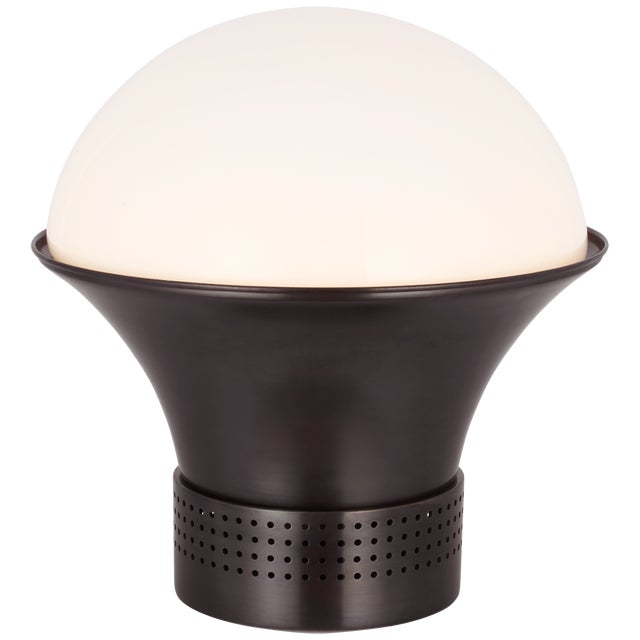 Kelly Wearstler by Visual Comfort Signature Precision Medium Table Lantern in Bronze with White Glass For Sale
