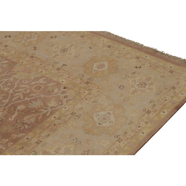 Rug & Kilim’s Tabriz Style Rug in Brown With Gold & Blue Floral Patterns For Sale In New York - Image 6 of 7