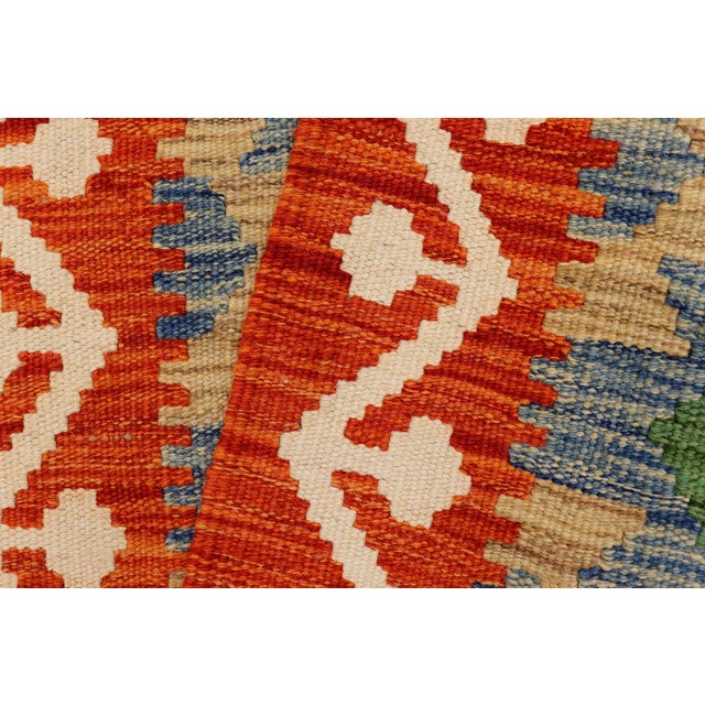 Beige Boho Chic Turkish Kilim Rust Beige Hand-Woven Wool Rug For Sale - Image 8 of 9