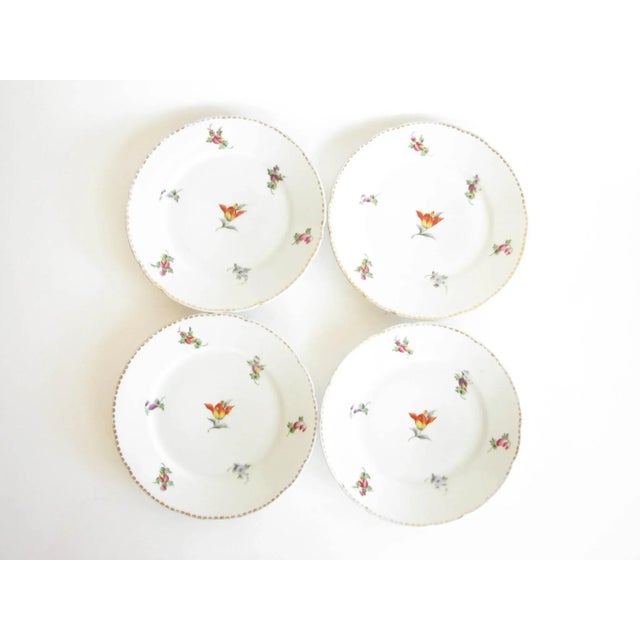 Antique Swain & Co Huttensteinach Thuringia Germany Porcelain Salad Plates With Hand-Painted Floral Design - Set of 4 For Sale - Image 13 of 13