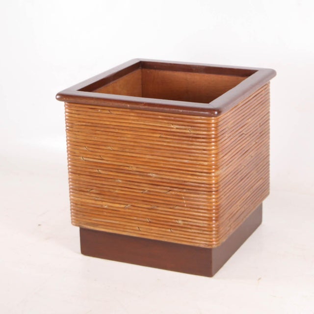 Vintage Rattan and Wood Planter, 1970s For Sale - Image 6 of 13