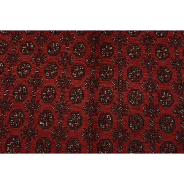 Turkmen Rug 9’11” X 12’10” Red Wool Vintage Tribal Hand-Knotted Carpet For Sale In Philadelphia - Image 6 of 14
