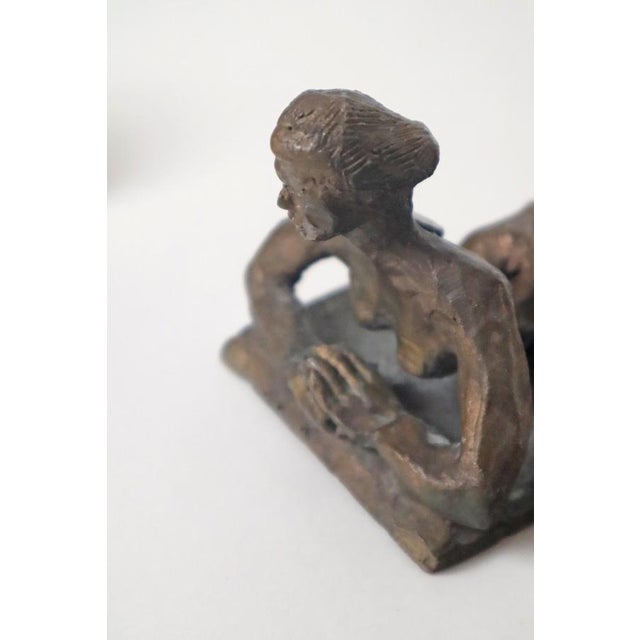 Surrealist Bronze Sculpture Act of Female and Male Signed Candle Holders , 1980 For Sale - Image 13 of 15