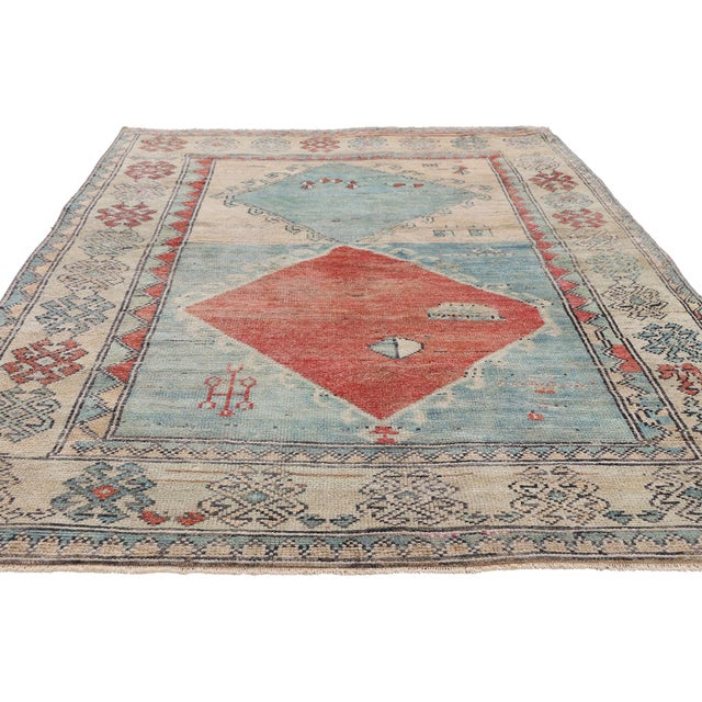 Tribal Vintage Turkish Oushak Rug, 04'07 X 07'11 For Sale - Image 3 of 10