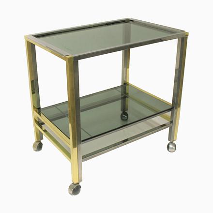 Vintage Brass & Chrome Two Tier Bar Trolley, 1970s For Sale - Image 9 of 9