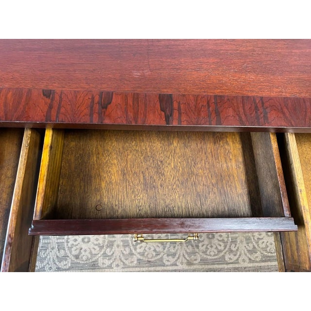 George III Style Inlaid Top Three Drawer Writing Table Desk. For Sale - Image 9 of 18