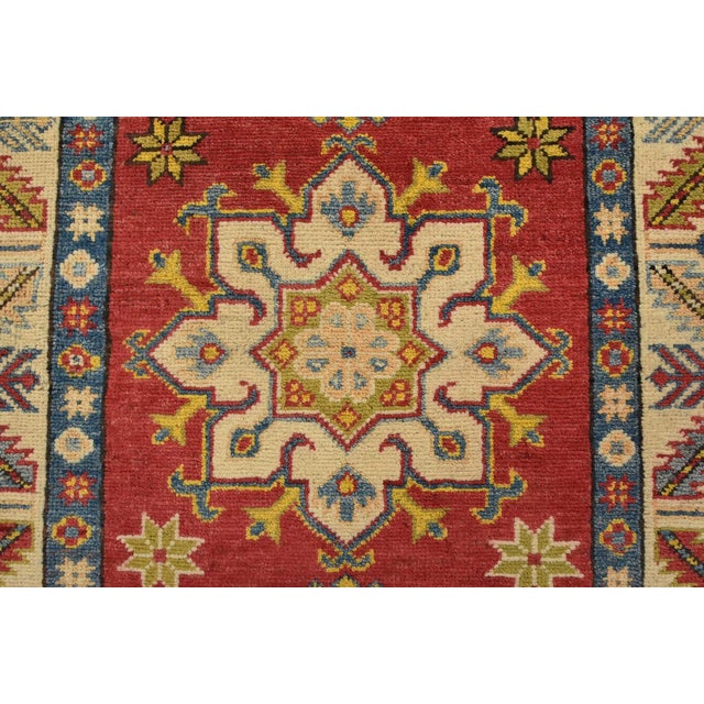 Kazak Runner 2’10” X 9’9” Red Wool Tribal Hand-Knotted Oriental Rug For Sale - Image 9 of 13