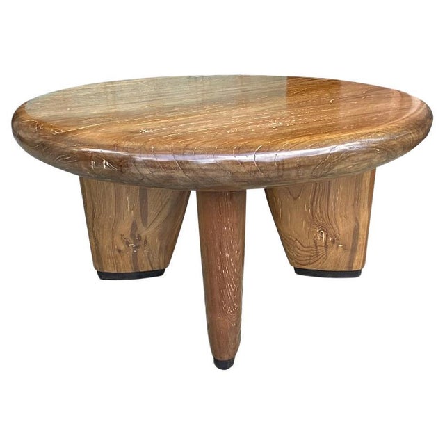 Wood Andrianna Shamaris Midcentury Couture Teak Wood Low Profile Round Coffee Table For Sale - Image 7 of 18
