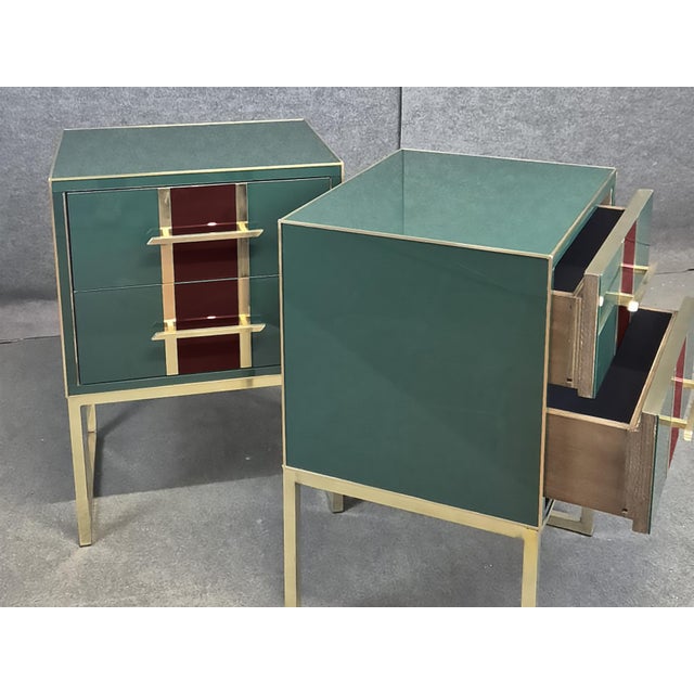 Green and Red Murano Bedside Tables from Justfurnituress SRL, Set of 2 For Sale - Image 4 of 9