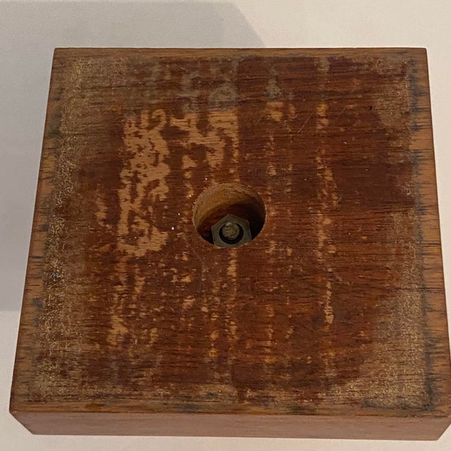 1950’s Solid Bronze Apothecary Mortar and Pestle Mounted on Solid Walnut Presentation Base. For Sale - Image 11 of 13